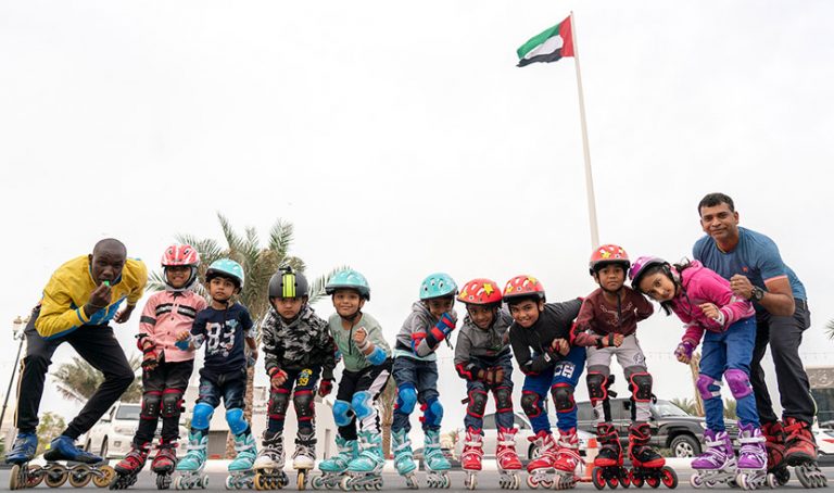 Children Experience the Thrills of Roller Skating at the Flag Island